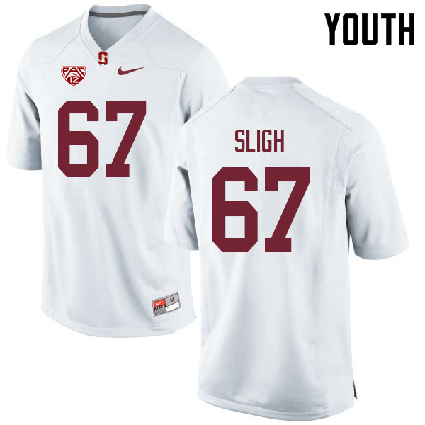 Youth #67 Nicholas Sligh Stanford Cardinal College Football Jerseys Sale-White - Click Image to Close